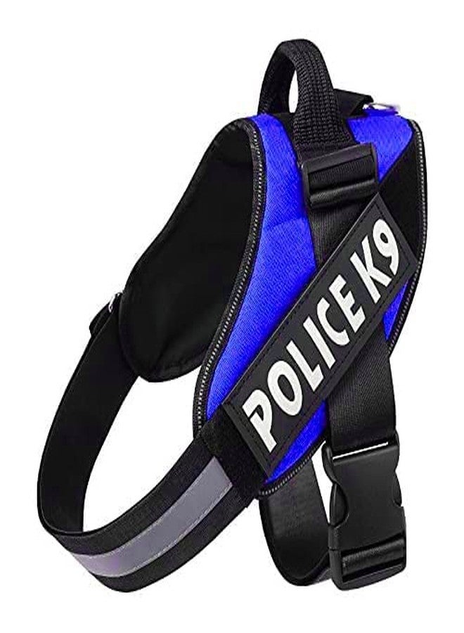 KittuPet Dog K9 Police Harness Dog Vest with Hook and Loop Straps and Handle and Adjustable (Large, Blue) - Image 1